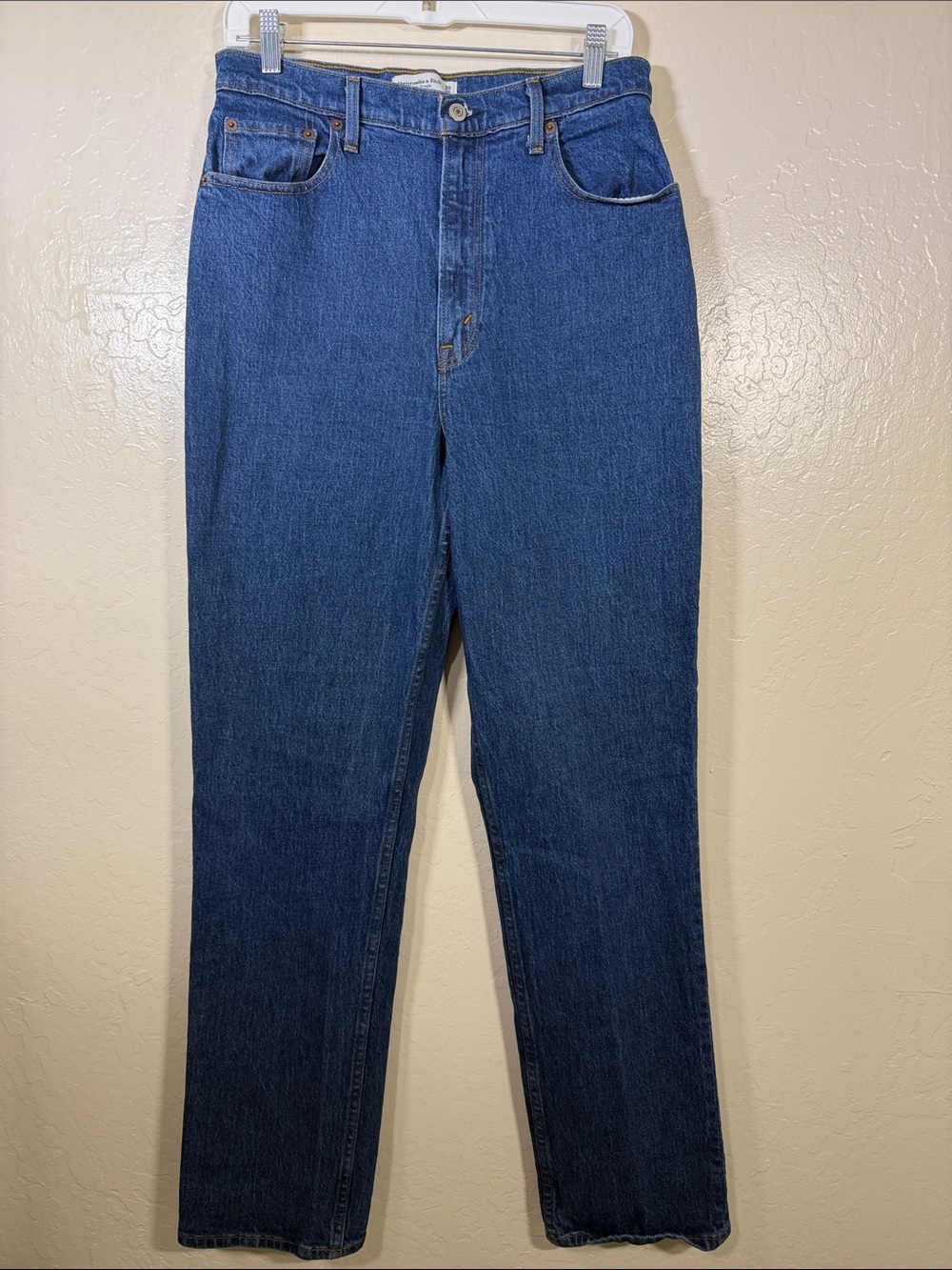 Abercrombie & Fitch High-Rise Dark Blue Straight Jeans The 90s Size 30/10